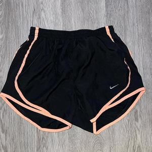 Nike Shorts Womens XS Black Orange Lined Running Dri Fit Drawstring Gym